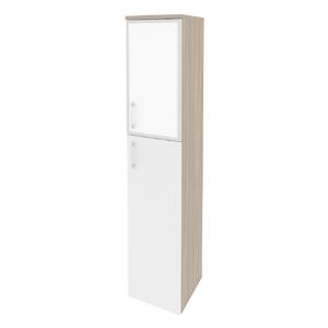 Офисная мебель Onix Шкаф высокий узкий правый O.SU-1.7 R (R) white Тиквуд светлый/Белый бриллиант 400x420x1977