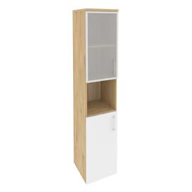 Офисная мебель Onix Шкаф высокий узкий левый O.SU-1.4 R (L) Тиквуд светлый/Белый бриллиант 400x420x1977
