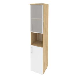 Офисная мебель Onix Шкаф высокий узкий правый O.SU-1.4 R (R) Тиквуд светлый/Белый бриллиант 400x420x1977