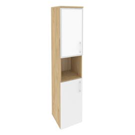 Офисная мебель Onix Шкаф высокий узкий левый O.SU-1.4 R (L) white Тиквуд светлый/Белый бриллиант 400x420x1977