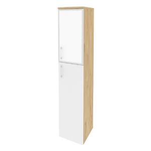 Офисная мебель Onix Шкаф высокий узкий правый O.SU-1.7 R (R) white Тиквуд светлый/Белый бриллиант 400x420x1977