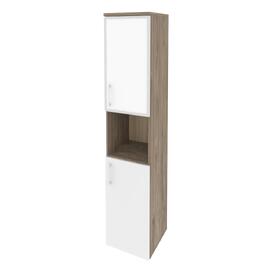Офисная мебель Onix Шкаф высокий узкий правый O.SU-1.4 R (R) white Тиквуд тёмный/Белый бриллиант 400x420x1977