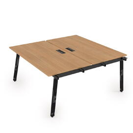 Офисная мебель Arredo Стол системы Бенч, сдвоенный, на 2 рабочих места - начальный 10БДН.289 Romano/Черный глянец 1400x1635x750