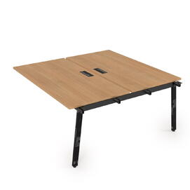 Офисная мебель Arredo Стол системы Бенч, сдвоенный, на 2 рабочих места - средний 10БДС.289 Romano/Черный глянец 1400x1635x750