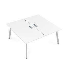 Офисная мебель Arredo Стол системы Бенч, сдвоенный, на 2 рабочих места 10БД.264 Белый премиум/Алюминий матовый 1600x1235x750
