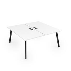 Офисная мебель Arredo Стол системы Бенч, сдвоенный, на 2 рабочих места 10БД.264 Белый премиум/Черный глянец 1600x1235x750