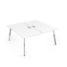 Офисная мебель Arredo Стол системы Бенч, сдвоенный, на 2 рабочих места 10БД.269 Белый премиум/Металл глянец 1400x1235x750