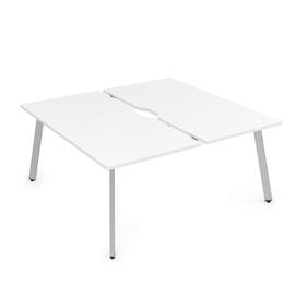 Офисная мебель Arredo Стол системы Бенч, сдвоенный, на 2 рабочих места 10БДВ.264 Белый премиум/Алюминий матовый 1600x1235x750