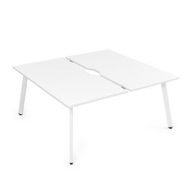 Офисная мебель Arredo Стол системы Бенч, сдвоенный, на 2 рабочих места 10БДВ.264 Белый премиум/Белый 1600x1235x750
