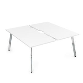 Офисная мебель Arredo Стол системы Бенч, сдвоенный, на 2 рабочих места 10БДВ.264 Белый премиум/Металл глянец 1600x1235x750
