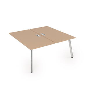 Офисная мебель Arredo Стол системы Бенч, сдвоенный, на 2 рабочих места - конечный 10БДК.264 Белый премиум/Алюминий матовый 1600x1235x750