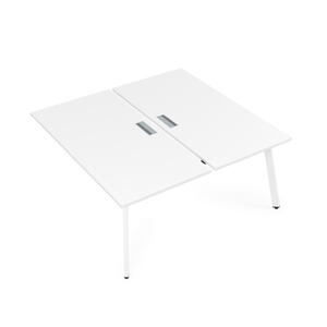Офисная мебель Arredo Стол системы Бенч, сдвоенный, на 2 рабочих места - конечный 10БДК.264 Белый премиум/Алюминий матовый 1600x1235x750