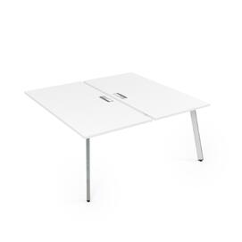Офисная мебель Arredo Стол системы Бенч, сдвоенный, на 2 рабочих места - конечный 10БДК.264 Белый премиум/Металл глянец 1600x1235x750