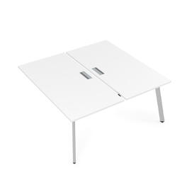 Офисная мебель Arredo Стол системы Бенч, сдвоенный, на 2 рабочих места - конечный 10БДК.268 Белый премиум/Алюминий матовый 1200x1235x750