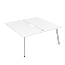 Офисная мебель Arredo Стол системы Бенч, сдвоенный, на 2 рабочих места - конечный 10БДКВ.264 Белый премиум/Алюминий матовый 1600x1235x750