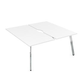 Офисная мебель Arredo Стол системы Бенч, сдвоенный, на 2 рабочих места - конечный 10БДКВ.264 Белый премиум/Металл глянец 1600x1235x750