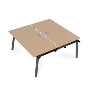 Офисная мебель Arredo Стол системы Бенч, сдвоенный, на 2 рабочих места - начальный 10БДН.264 Romano/Черный глянец 1600x1235x750