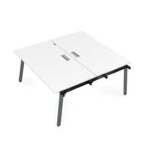 Офисная мебель Arredo Стол системы Бенч, сдвоенный, на 2 рабочих места - начальный 10БДН.264 Белый премиум/Черный глянец 1600x1235x750