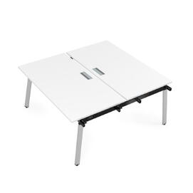 Офисная мебель Arredo Стол системы Бенч, сдвоенный, на 2 рабочих места - начальный 10БДН.264 Белый премиум/Алюминий матовый 1600x1235x750