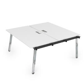 Офисная мебель Arredo Стол системы Бенч, сдвоенный, на 2 рабочих места - начальный 10БДН.264 Белый премиум/Металл глянец 1600x1235x750