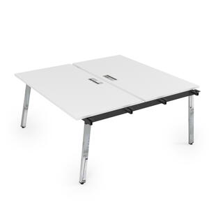 Офисная мебель Arredo Стол системы Бенч, сдвоенный, на 2 рабочих места - начальный 10БДН.264 Белый премиум/Алюминий матовый 1600x1235x750
