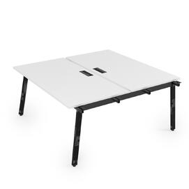 Офисная мебель Arredo Стол системы Бенч, сдвоенный, на 2 рабочих места - начальный 10БДН.268 Белый премиум/Черный глянец 1200x1235x750