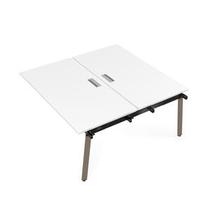 Офисная мебель Arredo Стол системы Бенч, сдвоенный, на 2 рабочих места - средний 10БДС.264 Белый премиум/Черный глянец 1600x1235x750