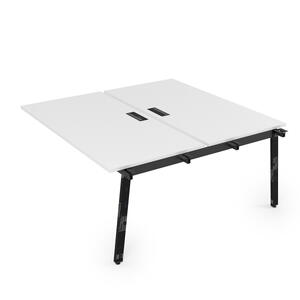 Офисная мебель Arredo Стол системы Бенч, сдвоенный, на 2 рабочих места - средний 10БДС.264 Белый премиум/Черный глянец 1600x1235x750