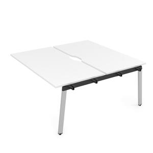Офисная мебель Arredo Стол системы Бенч, сдвоенный, на 2 рабочих места - средний 10БДСВ.264 Белый премиум/Черный глянец 1600x1235x750