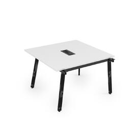 Офисная мебель Arredo Стол системы Бенч, переговорный - начальный 10СПН.124 Белый премиум/Черный глянец 1600x1200x750