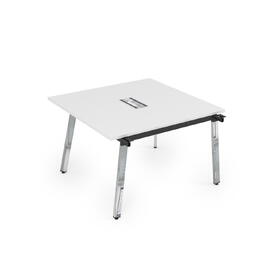 Офисная мебель Arredo Стол системы Бенч, переговорный - начальный 10СПН.128 Белый премиум/Металл глянец 1200x1200x750