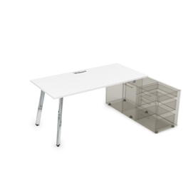 Офисная мебель Arredo Стол с тумбой опорной 10СТО.074 Белый премиум/Металл глянец 1600x700x750