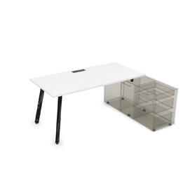 Офисная мебель Arredo Стол с тумбой опорной 10СТО.074 Белый премиум/Черный глянец 1600x700x750