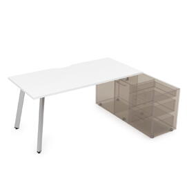 Офисная мебель Arredo Стол с тумбой опорной 10СТОВ.074 Белый премиум/Алюминий матовый 1600x700x750
