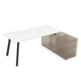 Офисная мебель Arredo Стол с тумбой опорной 10СТОВ.074 Белый премиум/Черный 1600x700x750