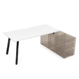 Офисная мебель Arredo Стол с тумбой опорной 10СТОВ.074 Белый премиум/Черный глянец 1600x700x750
