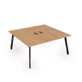 Офисная мебель Arredo Стол системы Бенч, сдвоенный, на 2 рабочих места 10БД.289 Romano/Черный глянец 1400x1635x750
