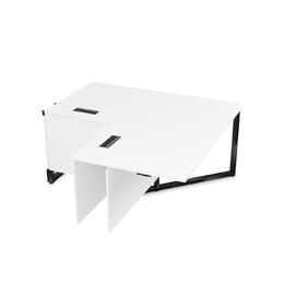 Офисная мебель Summit Стол угловой бенч, средний модуль 16СУС.184 Белый премиум/Черный глянец 1400х800х750