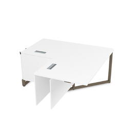 Офисная мебель Summit Стол угловой бенч, средний модуль 16СУС.184 Белый премиум/Tabaco 1400х800х750
