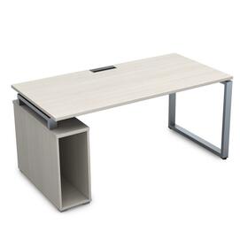 Офисная мебель Gloss Стол с тумбой под системный блок ССБ-О.984 Ivory/Алюминий матовый 1600x800x750