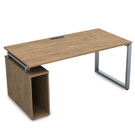 Офисная мебель Gloss Стол с тумбой под системный блок ССБ-О.984 Teakwood/Алюминий матовый 1600x800x750