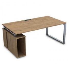 Офисная мебель Gloss Стол с тумбой под системный блок ССБ-О.995 Teakwood/Алюминий матовый 1800x900x750