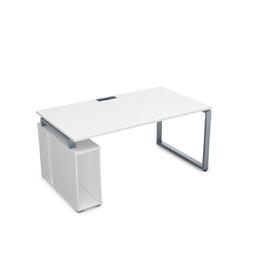 Офисная мебель Gloss Стол с тумбой под системный блок ССБ-О.995 Ivory/Алюминий матовый 1800x900x750