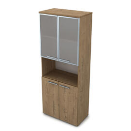 Офисная мебель Gloss Шкаф высокий со стеклом и нишей 9Ш.005.20 Teakwood 800x450x2045
