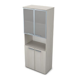 Офисная мебель Gloss Шкаф высокий со стеклом и нишей 9Ш.005.20 Ivory 800x450x2045