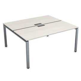 Офисная мебель Gloss Стол системы БЕНЧ, на 2 рабочих места СБД-П.978 Ivory/Алюминий матовый 1200x1435x750
