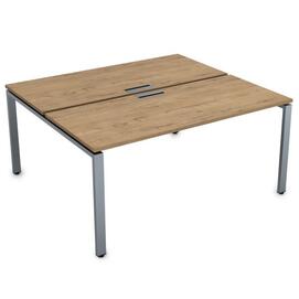 Офисная мебель Gloss Стол системы БЕНЧ, на 2 рабочих места СБД-П.988 Teakwood/Алюминий матовый 1200x1635x750
