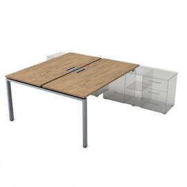 Офисная мебель Gloss Стол системы БЕНЧ, на 2 рабочих места, для крепления на тумбу,начальный СПБ-П.979 Teakwood/Алюминий матовый 1400x1435x750