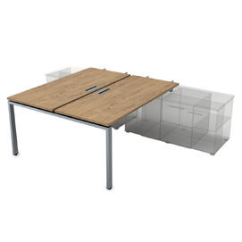 Офисная мебель Gloss Стол системы БЕНЧ, на 2 рабочих места, для крепления на тумбу,начальный СПБН-П.979 Teakwood/Алюминий матовый 1400x1435x750