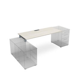 Офисная мебель Gloss Стол рабочий прямолинейный, крепление к тумбам СЛТ.989 Ivory/Алюминий матовый 1400x800x750